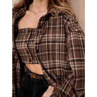 KOSZULA OVERSIZE DAMSKA KRATA OLAVOGA WAKE BROWN