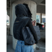 KURTKA BEZRĘKAWNIK KAMIZELKA OVERSIZE OLAVOGA SIERY BLACK