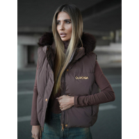 KURTKA BEZRĘKAWNIK KAMIZELKA OVERSIZE OLAVOGA SIERY BROWN