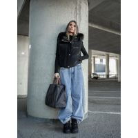 KURTKA BEZRĘKAWNIK KAMIZELKA OVERSIZE OLAVOGA SIERY BLACK