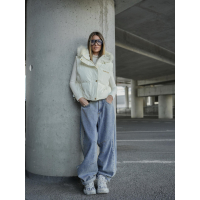 KURTKA BEZRĘKAWNIK KAMIZELKA OVERSIZE OLAVOGA SIERY ECRU