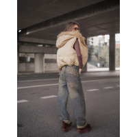 KURTKA BEZRĘKAWNIK KAMIZELKA OVERSIZE OLAVOGA SIERY BEIGE
