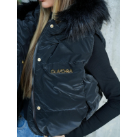 KURTKA BEZRĘKAWNIK KAMIZELKA OVERSIZE OLAVOGA SIERY BLACK