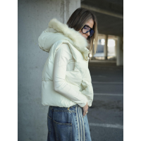 KURTKA BEZRĘKAWNIK KAMIZELKA OVERSIZE OLAVOGA SIERY ECRU