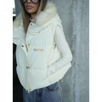 KURTKA BEZRĘKAWNIK KAMIZELKA OVERSIZE OLAVOGA SIERY ECRU