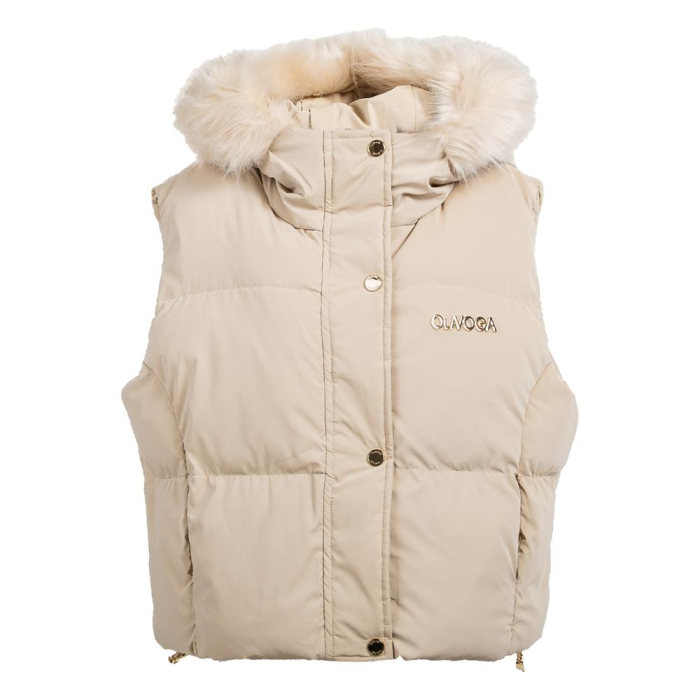 KURTKA BEZRĘKAWNIK KAMIZELKA OVERSIZE OLAVOGA SIERY BEIGE