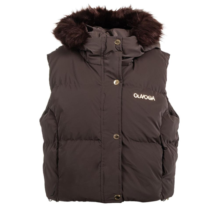 KURTKA BEZRĘKAWNIK KAMIZELKA OVERSIZE OLAVOGA SIERY BROWN