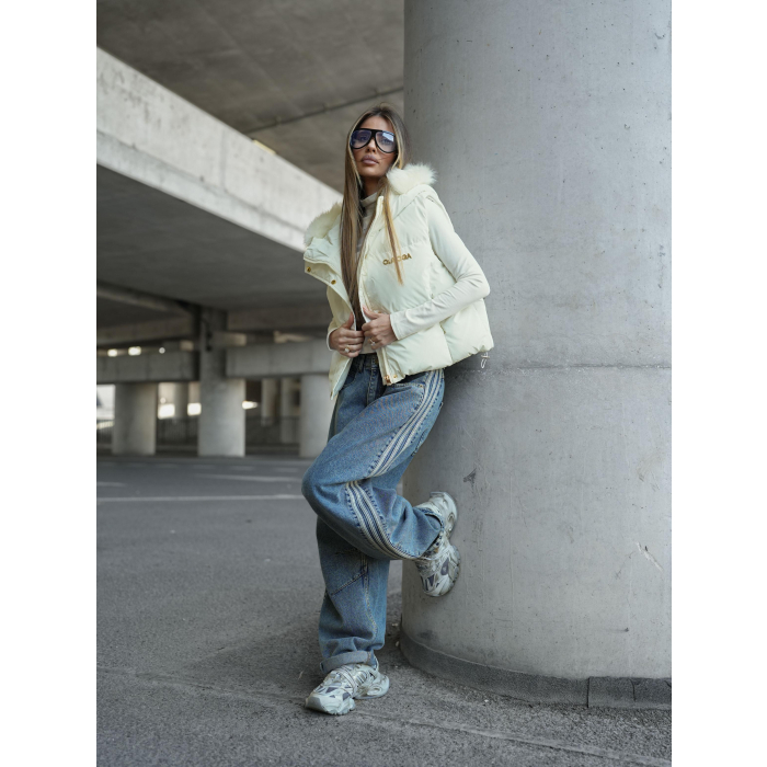 KURTKA BEZRĘKAWNIK KAMIZELKA OVERSIZE OLAVOGA SIERY ECRU