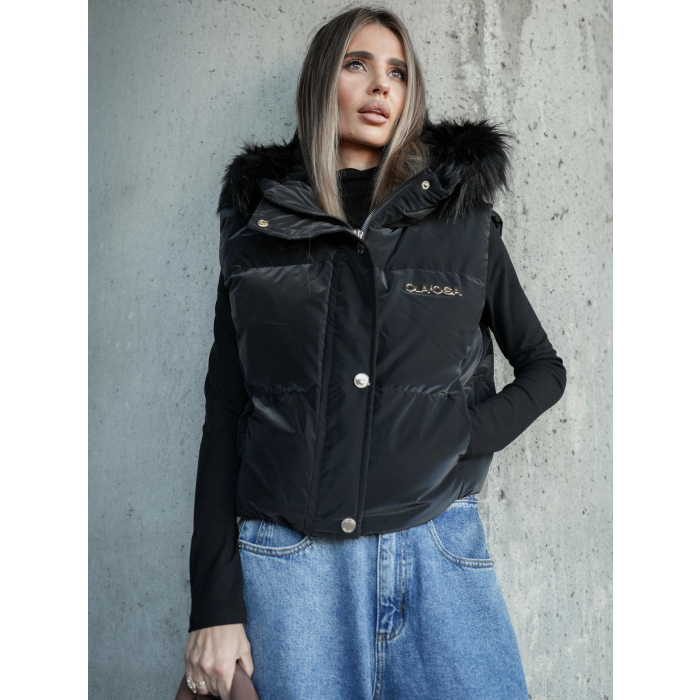 KURTKA BEZRĘKAWNIK KAMIZELKA OVERSIZE OLAVOGA SIERY BLACK