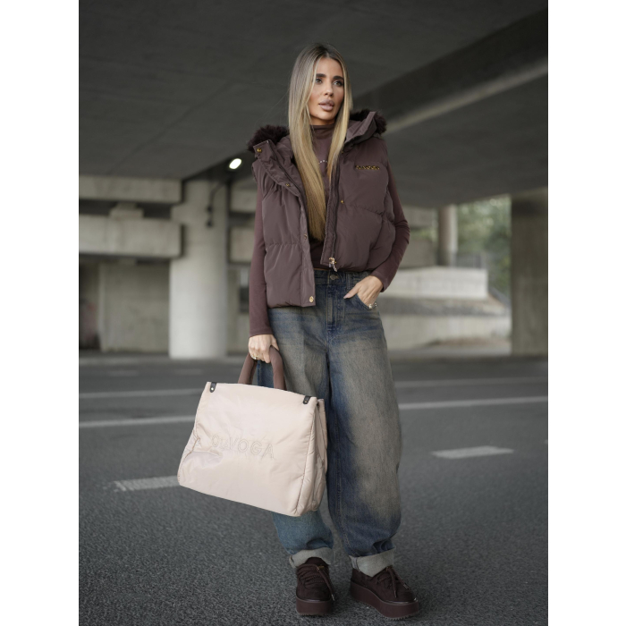 KURTKA BEZRĘKAWNIK KAMIZELKA OVERSIZE OLAVOGA SIERY BROWN