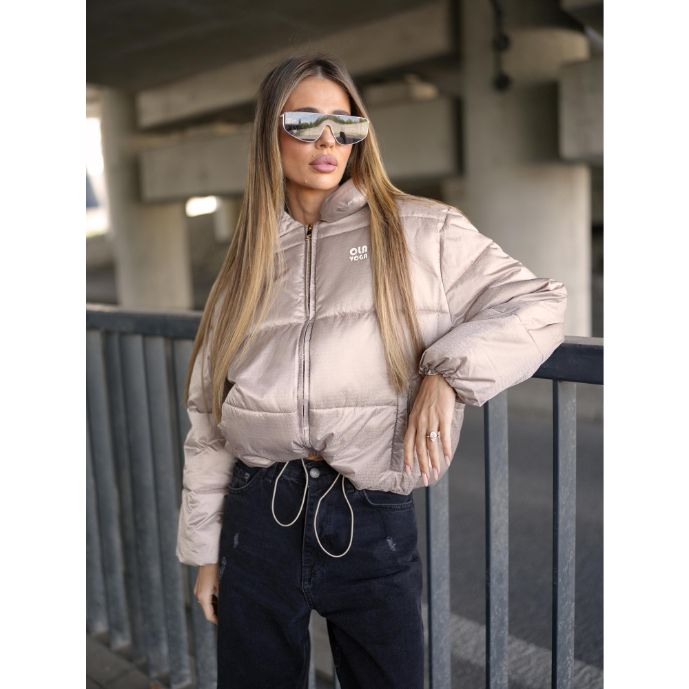 KURTKA DAMSKA BOMBER PIKOWANA OLAVOGA YUE BEIGE