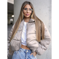 KURTKA DAMSKA BOMBER PIKOWANA OLAVOGA YUE DARK BEIGE