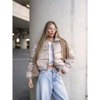 KURTKA DAMSKA BOMBER PIKOWANA OLAVOGA YUE DARK BEIGE