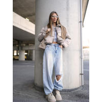 KURTKA DAMSKA BOMBER PIKOWANA OLAVOGA YUE DARK BEIGE