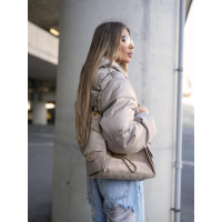 KURTKA DAMSKA BOMBER PIKOWANA OLAVOGA YUE DARK BEIGE