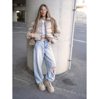 KURTKA DAMSKA BOMBER PIKOWANA OLAVOGA YUE DARK BEIGE