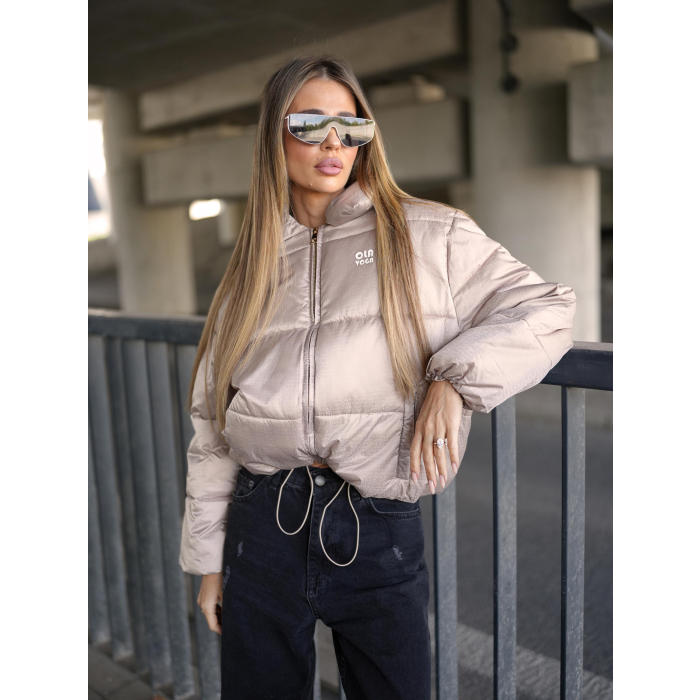 KURTKA DAMSKA BOMBER PIKOWANA OLAVOGA YUE BEIGE