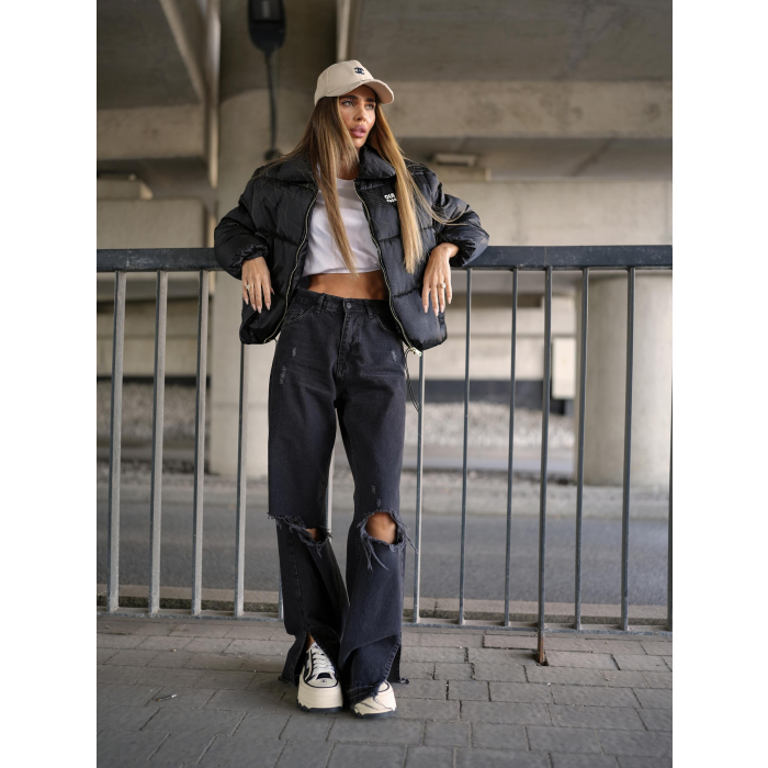 KURTKA DAMSKA BOMBER PIKOWANA OLAVOGA YUE BLACK