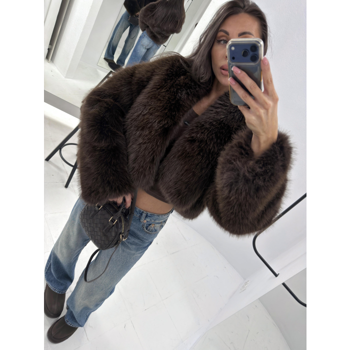 KURTKA DAMSKA FUTRO OLAVOGA LANSO BROWN
