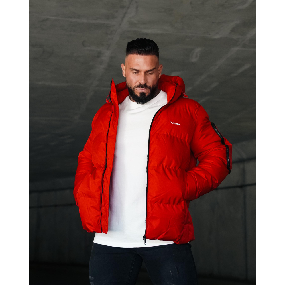 KURTKA MĘSKA PIKOWANA OVERSIZE OLAVOGA MEN OROVIUS RED