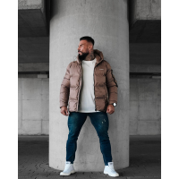 KURTKA MĘSKA PIKOWANA OVERSIZE OLAVOGA MEN OROVIUS CAPPUCCINO