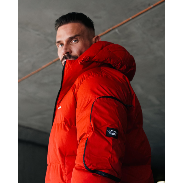 KURTKA MĘSKA PIKOWANA OVERSIZE OLAVOGA MEN OROVIUS RED