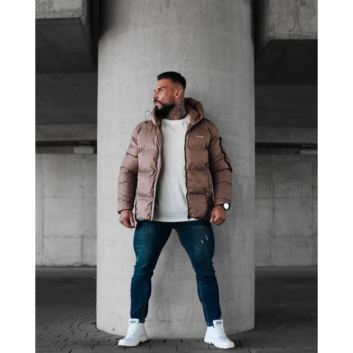KURTKA MĘSKA PIKOWANA OVERSIZE OLAVOGA MEN OROVIUS CAPPUCCINO