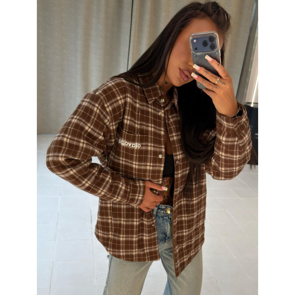 KURTKA PŁASZCZ DAMSKI KRATA OLAVOGA FIOLIE BROWN-BEIGE KURTKA PŁASZCZ DAMSKI KRATA OLAVOGA FIOLIE BROWN-BEIGE