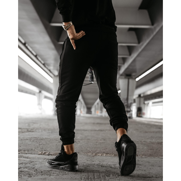 SPODNIE MĘSKIE DRESOWE BAWEŁNIANE OLAVOGA MEN LEOTO PANTS BLACK