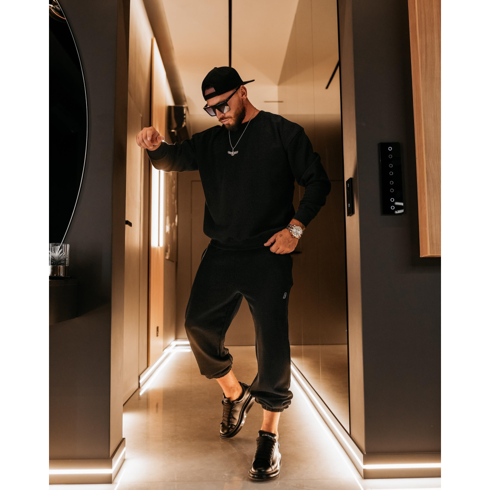 SPODNIE MĘSKIE DRESOWE BAWEŁNIANE OLAVOGA MEN ZAIRI PANTS BLACK