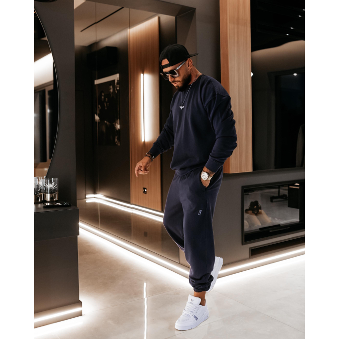 SPODNIE MĘSKIE DRESOWE BAWEŁNIANE OLAVOGA MEN ZAIRI PANTS NAVY BLUE