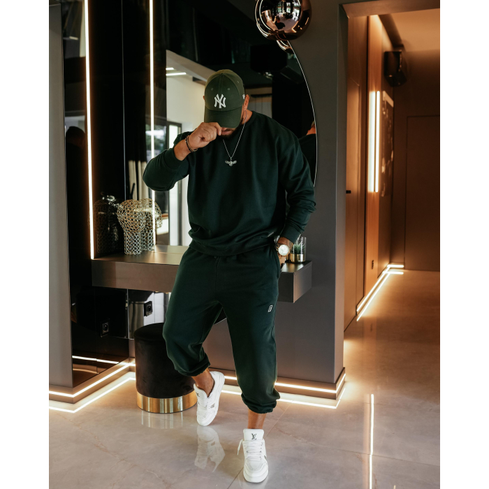 SPODNIE MĘSKIE DRESOWE BAWEŁNIANE OLAVOGA MEN ZAIRI PANTS DARK EMERALD
