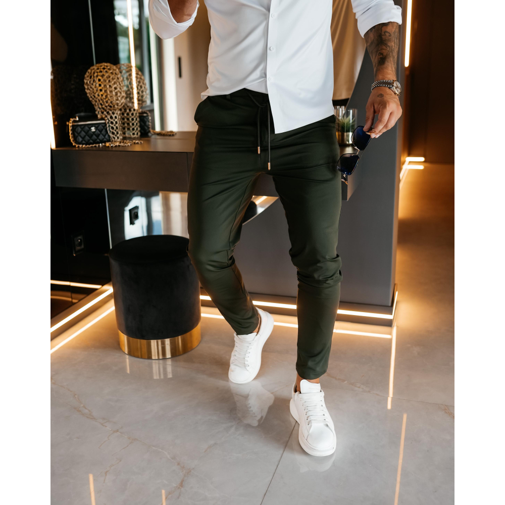 SPODNIE MĘSKIE ELEGANCKIE OLAVOGA MEN FYNK OLIVE