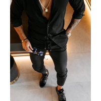 SPODNIE MĘSKIE ELEGANCKIE OLAVOGA MEN FYNK BLACK