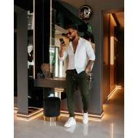 SPODNIE MĘSKIE ELEGANCKIE OLAVOGA MEN FYNK OLIVE