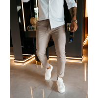 SPODNIE MĘSKIE ELEGANCKIE OLAVOGA MEN FYNK BEIGE