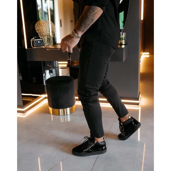 SPODNIE MĘSKIE ELEGANCKIE OLAVOGA MEN FYNK BLACK