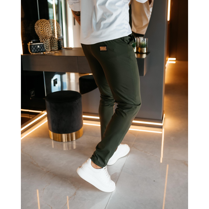SPODNIE MĘSKIE ELEGANCKIE OLAVOGA MEN FYNK OLIVE