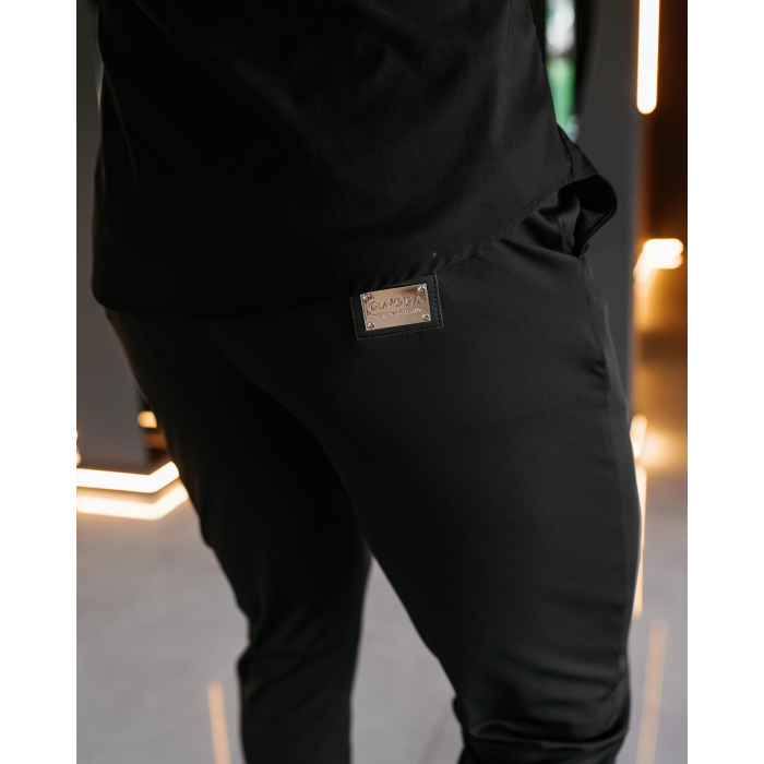 SPODNIE MĘSKIE ELEGANCKIE OLAVOGA MEN FYNK BLACK