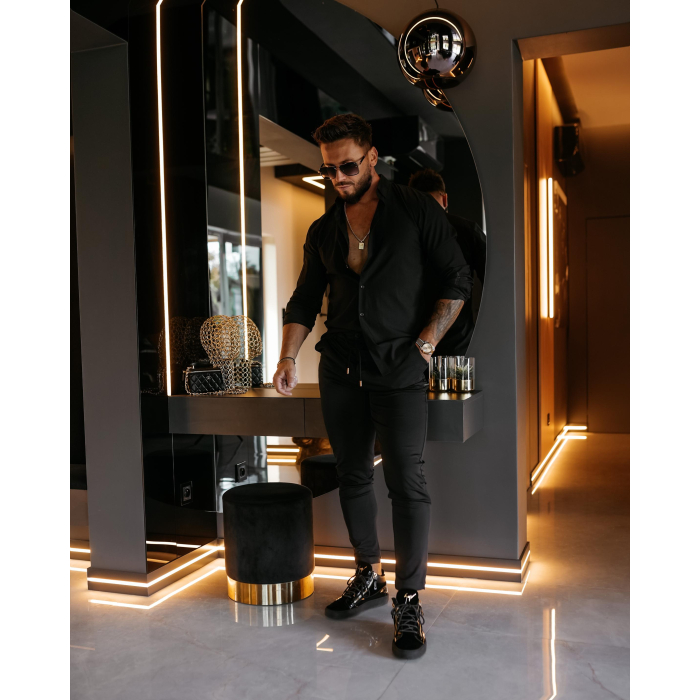 SPODNIE MĘSKIE ELEGANCKIE OLAVOGA MEN FYNK BLACK