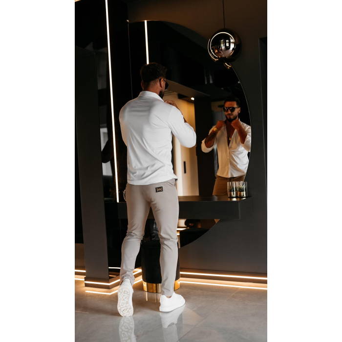 SPODNIE MĘSKIE ELEGANCKIE OLAVOGA MEN FYNK BEIGE