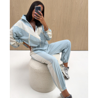 BLUZA DAMSKA OLAVOGA VOID BABY BLUE-ECRU