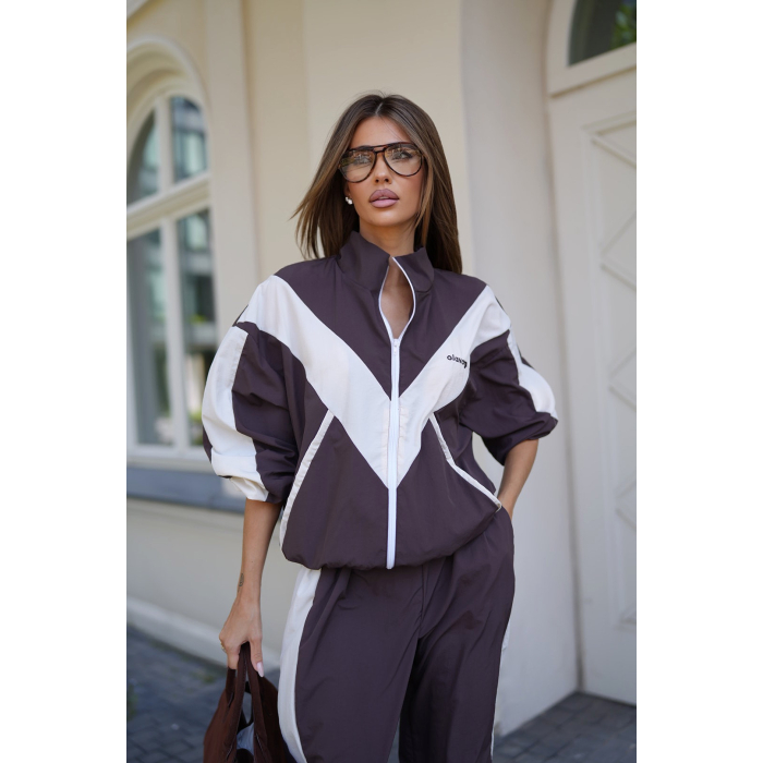 BLUZA DAMSKA OLAVOGA VOID BROWN-ECRU