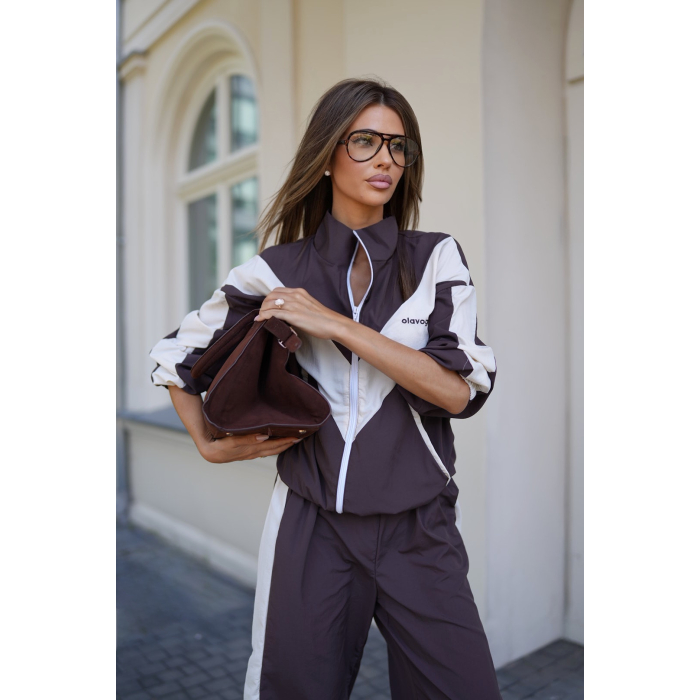 BLUZA DAMSKA OLAVOGA VOID BROWN-ECRU