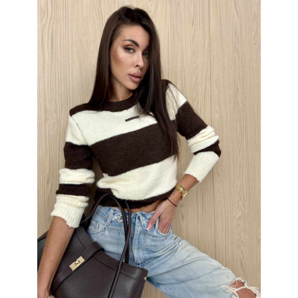 SWETER PASKI OLAVOGA ERISSEN ECRU-BROWN