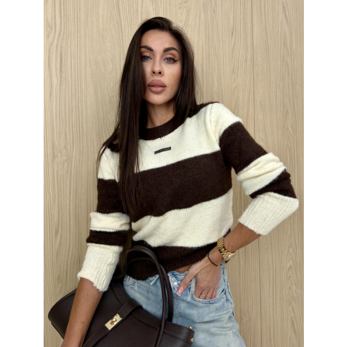 SWETER PASKI OLAVOGA ERISSEN ECRU-BROWN