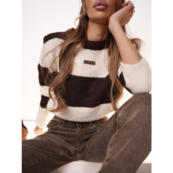SWETER PASKI OLAVOGA ERISSEN ECRU-BROWN