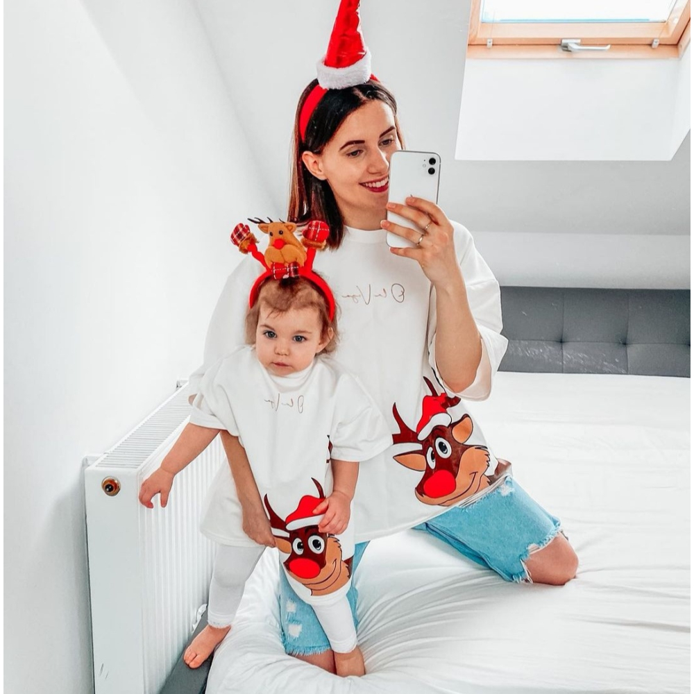 BLUZKA T-SHIRT DZIECIĘCY MOM & KID SHIRT ECRU