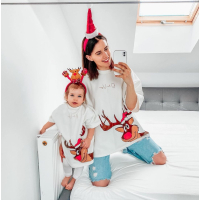 BLUZKA T-SHIRT DZIECIĘCY MOM & KID SHIRT ECRU