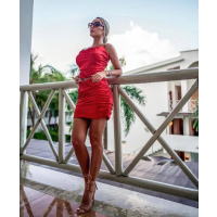 SUKIENKA SATIN NIGHT RED